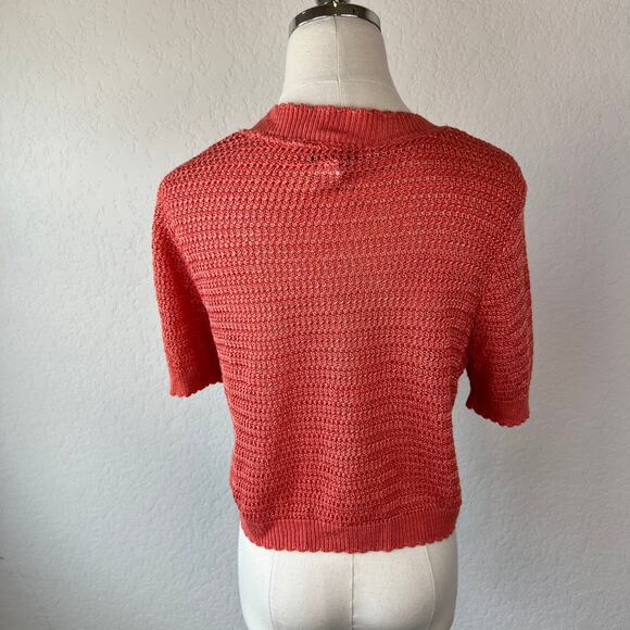 Vintage Y2K Crochet Bolero Shrug Top size Small Peach Pink Lightweight - Picture 5 of 8